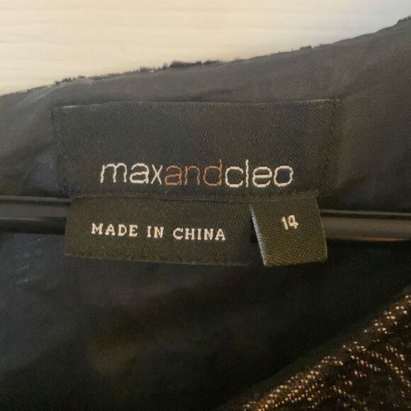 Pre Owned Women’s Max Cleo Zip Sleeveless Dress Gold Black Size 14 Festive Fun - Picture 12 of 12